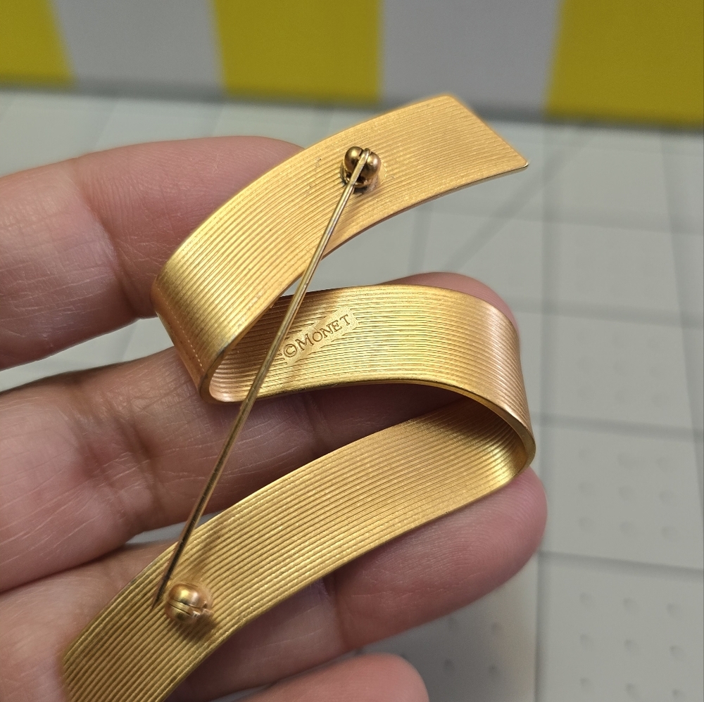 Monet Gold-Tone Ribbon Brooch - Picture 3 of 5